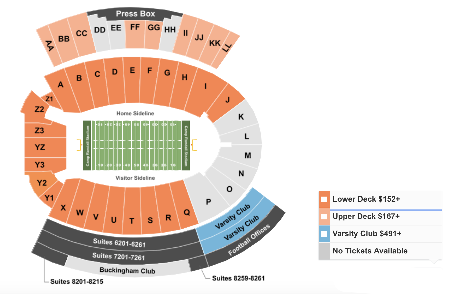 Camp Randall Stadium Seating Chart Row Numbers Two Birds Home